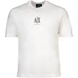 Armani Exchange AX ARMANI EXCHANGE Herren T-Shirt - Rundhals, Kurzarm, Logo Stickerei, Baumwolle Weiß L