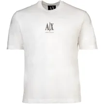 Armani Exchange AX ARMANI EXCHANGE Herren T-Shirt - Rundhals, Kurzarm, Logo Stickerei, Baumwolle Weiß L