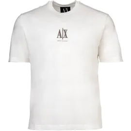 Armani Exchange AX ARMANI EXCHANGE Herren T-Shirt - Rundhals, Kurzarm, Logo Stickerei, Baumwolle Weiß L