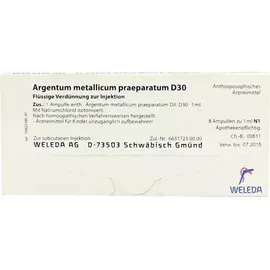 Weleda Argentum Metallicum praeparatum D 30 Ampullen