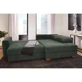 Jockenhöfer GRUPPE Kampen L-Form, 288x130 cm", Chenille Ottomane beidseitig grün grün