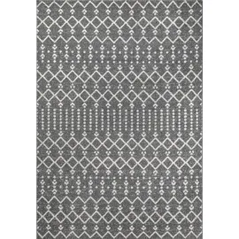 Sanat Boho Teppich – Moderner Teppich im Boho Stil, Geeignet für Wohnzimmer, Schlafzimmer, Flur, Esszimmer und Kinderzimmer – Ethno Grau, Größe: 160 x 230 cm