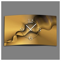 dixtime Wanduhr Digital Designer Art abstrakt rauch gold Designer Wanduhr modernes (Einzigartige 3D-Optik aus 4mm Alu-Dibond) braun|goldfarben