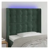 vidaXL LED Kopfteil Dunkelgrün 103x16x118/128 cm Samt