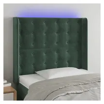 vidaXL LED Kopfteil Dunkelgrün 103x16x118/128 cm Samt
