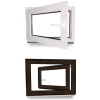 Kellerfenster - Kunststofffenster - Fenster - 3 fach Verglasung - innen Weiß/außen Dark Oak - BxH: 700 mm x 850 mm - DIN Links