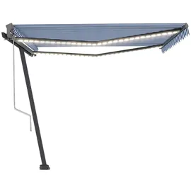 vidaXL LED Automatische Markise 450 x 300 cm blau/weiß inkl. Windsensor 3069771