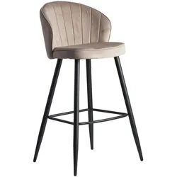 KADIMA DESIGN Barhocker ADIGE: Skandinavisches Design, Samtbezug, Metallbeine, 110 kg Belastung, Beige Farbe.