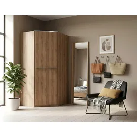 Priess Eckkleiderschrank PRIESS "Barcelona Kleiderschrank Ecklösung Raumwunder", braun (eichefarben artisan), B:95cm H:193cm T:95cm, Holzwerkstoff, Schränke, Eckkleiderschrank, in 2 Tiefen Schrank Eckschrank Garderobe