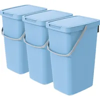 Vidaathome.de Q-SYSTEMA Abfalleimer-Set 3 x 20 Liter – Hellblau