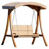 ALEOS. Hollywoodschaukel Gartenschaukel Schaukel aus Holz Lärche RIO braun Dach