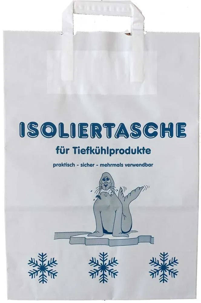 Isoliertaschen Papier Tiefkühltragetaschen 320 + 180 x 450 mm + Griff