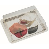 APS Tablett mit Haube Made in Germany - langlebig, stapelbar, nicht spülmaschinenfest und aus rostfreiem Edelstahl – 25 x 27,0 cm