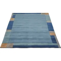 Luxor Living Wollteppich »India«, rechteckig, reine Wolle, handgeknüpft, mit Bordüre, auch als Läufer, Teppiche, 819728-8 blau 20 mm,