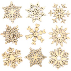 Mini-Schneeflocken aus Holz (pro Set 45) Bastelbedarf Verzierung & Dekorationen