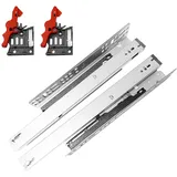 Schwerlastauszug Bodenmontage, 1 Paar Unterflurführung Vollauszug 350mm Auszugsschienen Mit Abnehmbarer Griffclip, Schubladenschienen Selbsteinzug mit Dämpfung