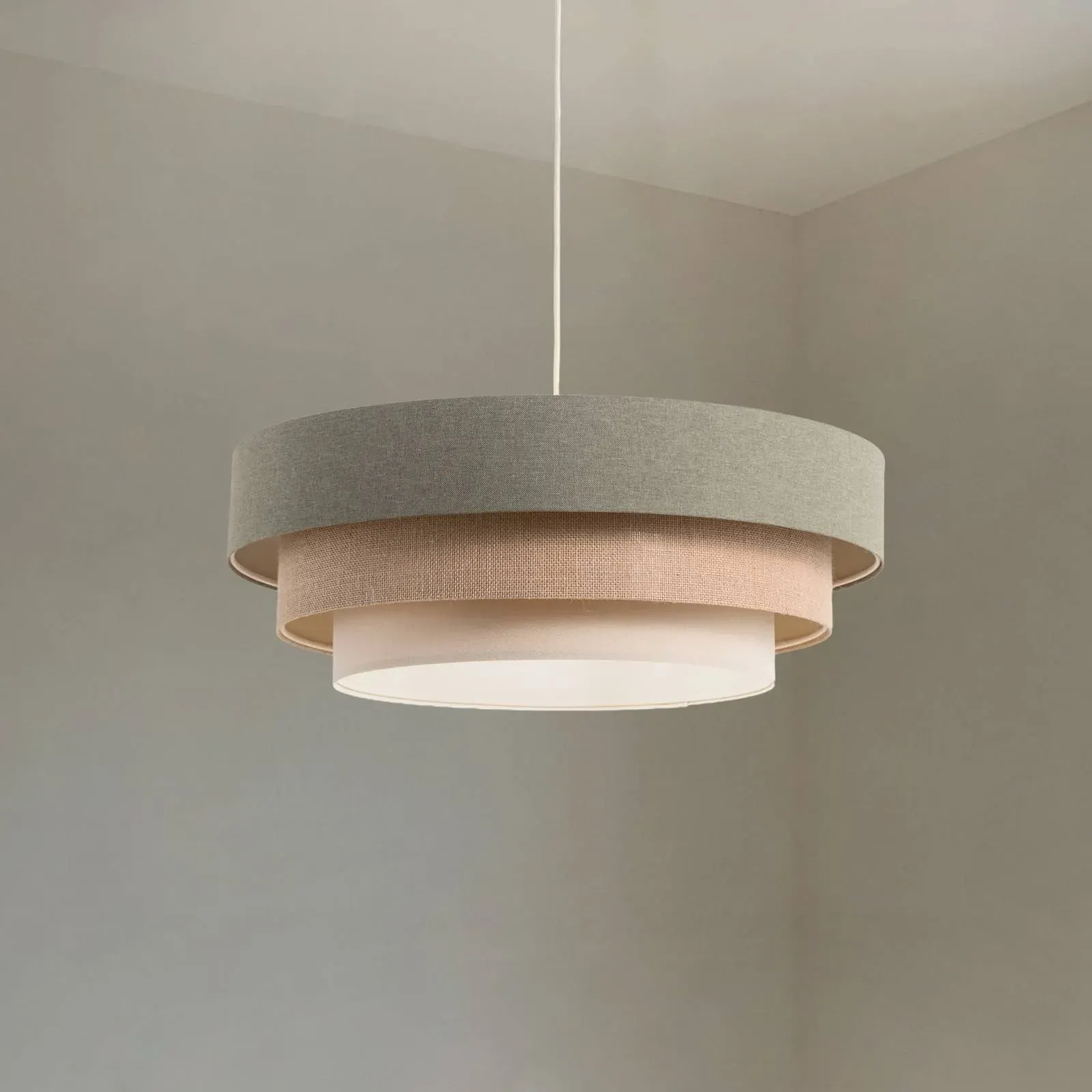 Hängelampe Triniti Maco Design, dimmbar, grün, für Wohn- / Esszimmer, Textil / Stoff / Seide, Pendelleuchte - 60 cm - 60 cm - 20 cm