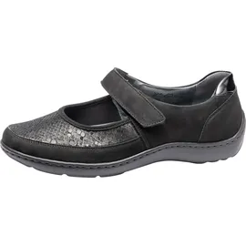 WALDLÄUFER HENNI Riemchenballerina, Halbschuh, Komfortschuh, Klettschuh in Weite H (sehr weit) schwarz 42 EU (8 UK)