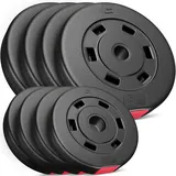 Hop-Sport Hantelscheiben Set 30 kg (4x2.5kg, 4x5kg) Kunststoff, Gewichtsplatten mit 31mm Lochdurchmesser, ideal für Standard 30mm Langhantelstangen, Robuste Gewichtsscheiben für Krafttraining