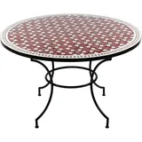 Marokkanischer MOSAIKTISCH 120cm Esstisch MAROKKO Orient Gartentisch Maar rot