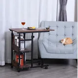 Tisch Aus Holzwerkstoff Und Metall In Braun 80 X 40 X 72-82 Cm Mit Rollen Höhenverstellbar