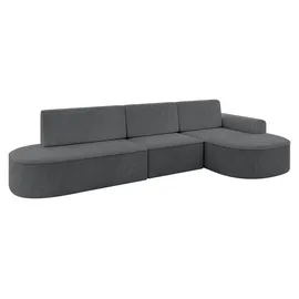 altdecor Eckcouch Cord 5-Sitzer Dunkelgrau