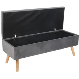 Relaxdays Truhenbank Samt Dunkelgrau 40 x 110 x 40 cm