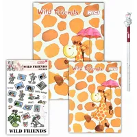 Wild Friends Schreibwaren-Set 4-teilig (2x Notizblöcke, Stift, Sticker)