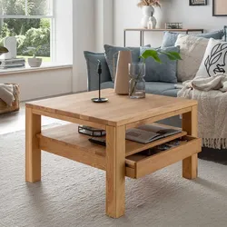 Eiche massiv Couchtisch in modernem Design einer Schublade