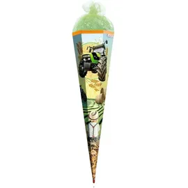 ROTH Schultüte Traktor, 85 cm mit Glanzfolie, Roth-Spitze, Zuckertüte bunt