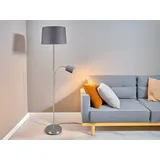 Meinewunschleuchte - Große Stehlampe Henta Mit Leselampe Und Stoffschirm Grau, Höhe 170cm