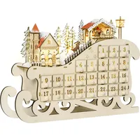 Homcom Adventskalender zum Befüllen mit LED Schlitten-Form 45 x 10 x 31 cm