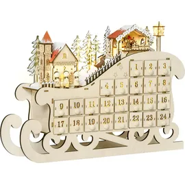 Homcom Adventskalender zum Befüllen mit LED Schlitten-Form 45 x 10 x 31 cm