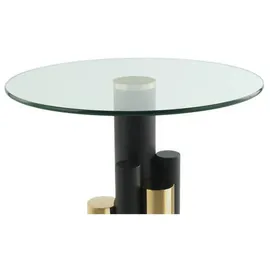 Kayoom Beistelltisch Gold Metall, Glas, rund, 46x52x46 cm