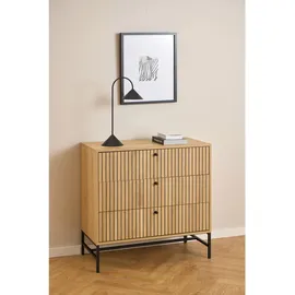 Actona Sideboard ACTONA GROUP Albany, Schwarz, Eiche, Metall, Eiche, furniert, 3 Schubladen, B: 80, 6 cm
