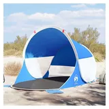 furnicato Strandmuschel Strandzelt Pop-Up 205 x 125 x 90 cm Azurblau, Sonnenschutz-Zelt mit Sandsäcken, Heringen und inkl. Tragetasche blau