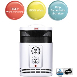 Mauk PTC Keramikheizlüfter 360 Grad 1500W mit Ventilatorfunktion