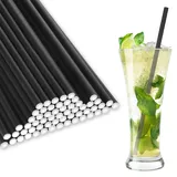 200 Stück Strohhalme Papier Schwarz – Biologisch Abbaubare Papierstrohhalme für Getränke – 19,7 cm Trinkhalme für Cocktails, Kaffee, Partys, Hochzeiten, Zuhause, Bars, Restaurants und Events