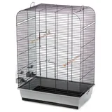 Duvo+ Vogelkäfig Nina grau/schwarz 54x34x75cm mit Zubehör 54x34x75 cm Grau und Trinknapf