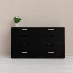 Kommode INOSIGN "Pepe, Aufbewahrung, Schubladenschrank, Stauraum", schwarz, B:140cm H:81,7cm T:40,3cm, Spanplatte, Sideboards, Schubladenkommode, Sideboard mit 8 Schubläden, Breite 140 cm, Höhe 82 cm