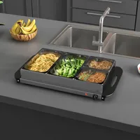 2-in-1 Buffetwärmer 6,8l Warmhalteplatte 300 Watt Edelstahl Speisewärmer Silber