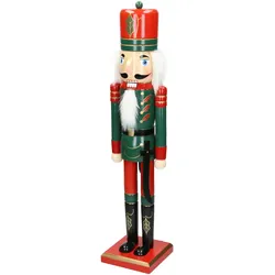 ECD Germany Nussknacker Soldat Holz Dekofigur Roter Hut Weihnachten Nußknacker Unikat 50 cm