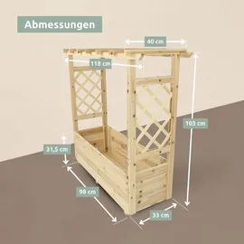 holz4home® holz4home Pflanzkasten mit Dach aus Tannenholz inkl. Vlieseinlage M