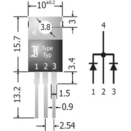 DIOTEC Schottky-Dioden-Array - Gleichrichter 20A SBCT2040 SIP-3 Array - 1 Paar gemeinsame Kathoden