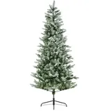 Kaemingk Künstlicher Weihnachtsbaum Tannenbaum MIHAU, H 210 cm - Grün Weiß - Kunststoff - beschneit - mit Metallfuß