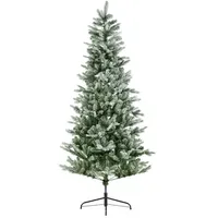 Kaemingk Künstlicher Weihnachtsbaum Tannenbaum MIHAU, H 210 cm - Grün Weiß - Kunststoff - beschneit - mit Metallfuß