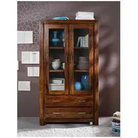 Massivmoebel24 Vitrine Sheesham 100 x 45 x 180 cm Braun