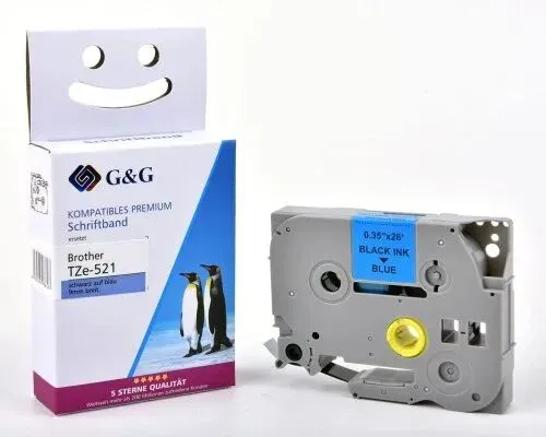 G&G 17086 Etiketten erstellendes Band Scwarz auf blau TZe