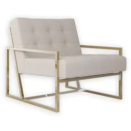 S-Style Loungesessel Tampa Bouclé 84 x 81 x 89 cm Beige/Gold