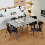 WISFOR Esstisch Marmor Optik, Küchentisch Esszimmertisch für 4-6 Personen, 120cm Rechteckig Tisch mit rutschfesten Beinen aus Metall, Hellgrau - Hellgrau